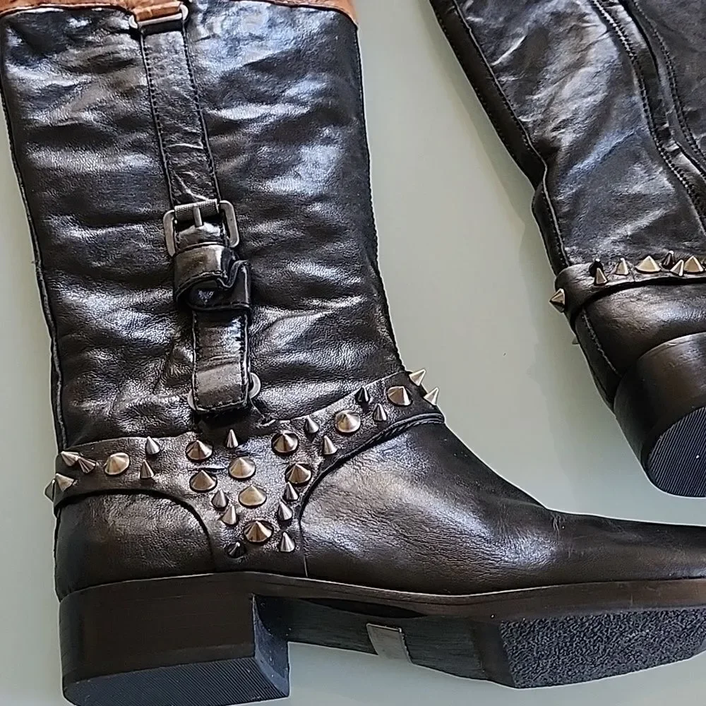 Sam Edelman Leather Park Harness Riding Boots Size 7.5 Like New